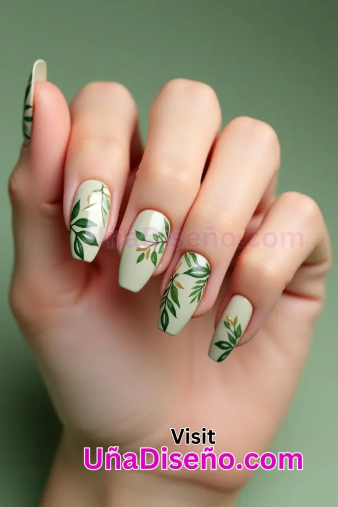 2 bonito diseño de uñas con un suave estampado de hojas verdes 3.jpeg