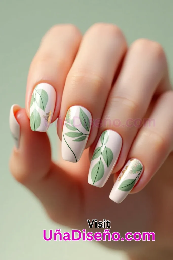 2 bonito diseño de uñas con un suave estampado de hojas verdes 4.jpeg