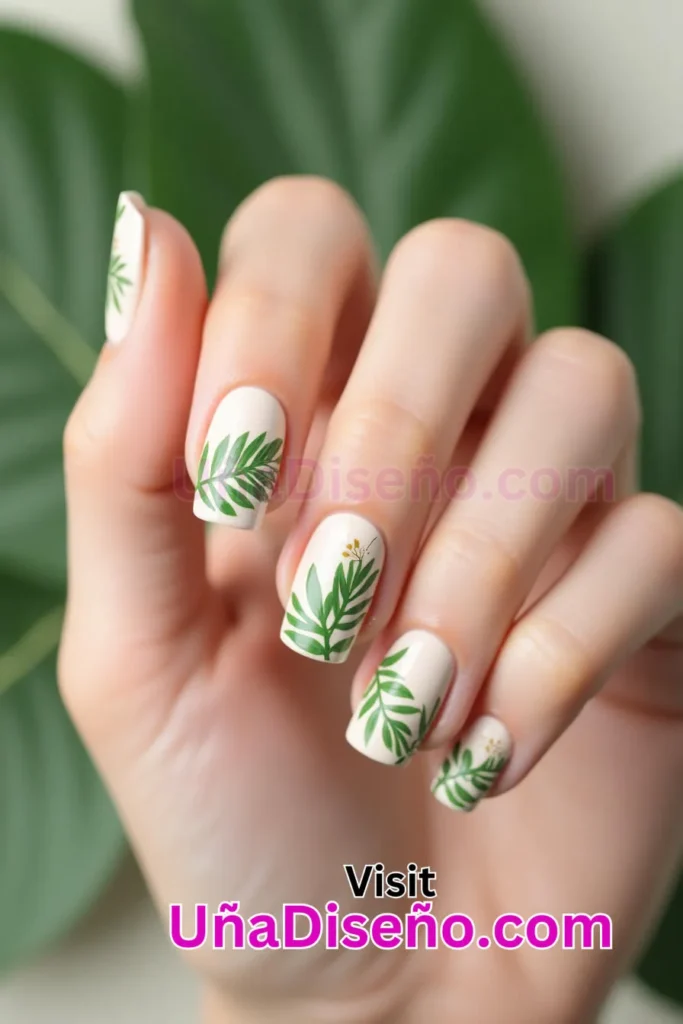 2 bonito diseño de uñas con un suave estampado de hojas verdes 5.jpeg