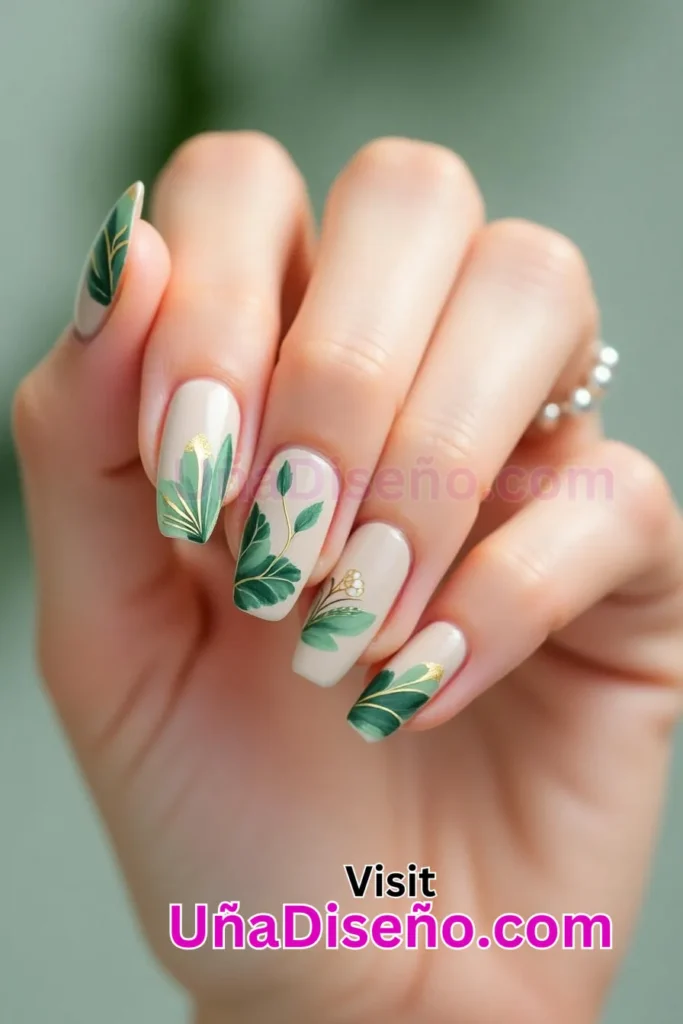 2 bonito diseño de uñas con un suave estampado de hojas verdes 6.jpeg