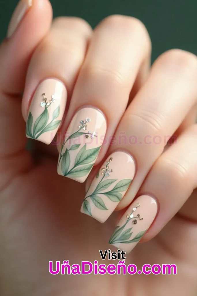 2 bonito diseño de uñas con un suave estampado de hojas verdes 7.jpeg